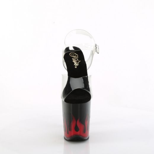 Product image of Pleaser FLAMINGO-808NLFL Clr/Blk-Red 8 Inch Heel 4 Inch PF LED Illuminated Ankle Strap Sandal