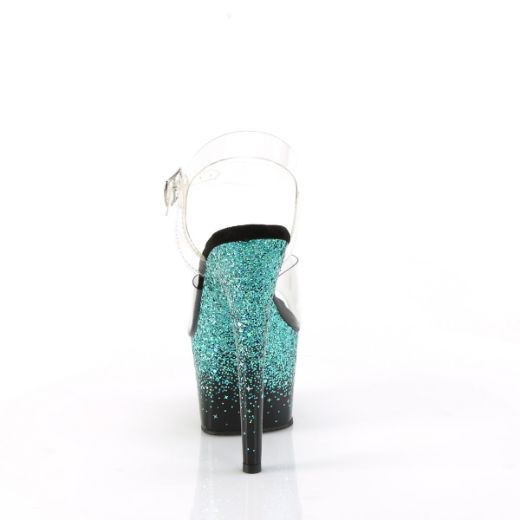 Product image of Pleaser ADORE-708SS Clr/Blk-Turquoise Multi Glitter 7 Inch Heel 2 3/4 Inch PF Ankle Strap Sandal