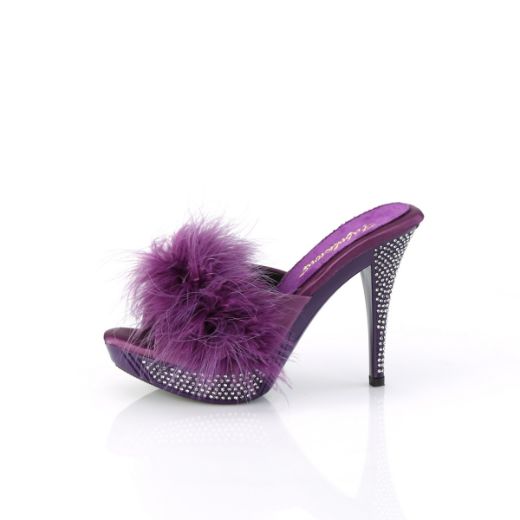Product image of Fabulicious ELEGANT-401F Purple Marabou-Faux Leather/Purple 4 1/2 Inch Heel 1 Inch PF Marabou Fur Slipper