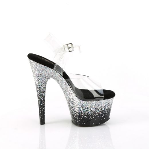 Product image of Pleaser ADORE-708SS Clr/Blk-Slv Multi Glitter 7 Inch Heel 2 3/4 Inch PF Ankle Strap Sandal