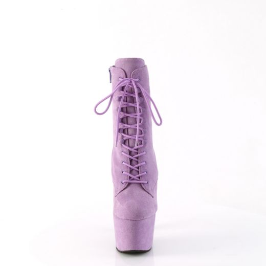 Product image of Pleaser ADORE-1020FS Lavender Faux Suede/Lavender Faux Suede 7 Inch Heel 2 3/4 Inch PF Lace-Up Ankle Boot Side Zip