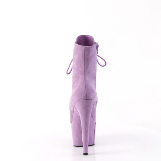 Product image of Pleaser ADORE-1020FS Lavender Faux Suede/Lavender Faux Suede 7 Inch Heel 2 3/4 Inch PF Lace-Up Ankle Boot Side Zip
