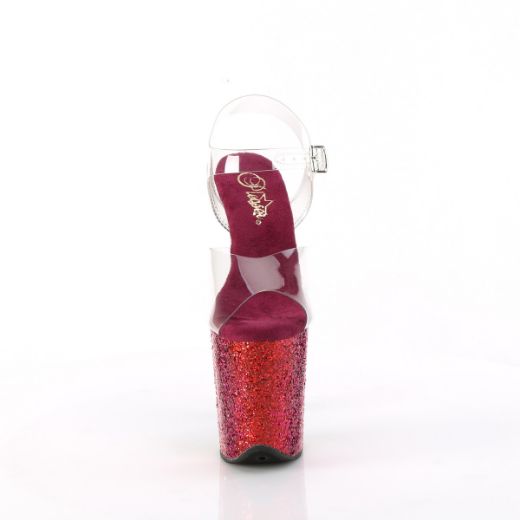 Product image of Pleaser FLAMINGO-808RBG Clr/Rainbow Glitter 8 Inch Heel 4 Inch PF Ankle Strap Sandal w/Gliiter Bottom