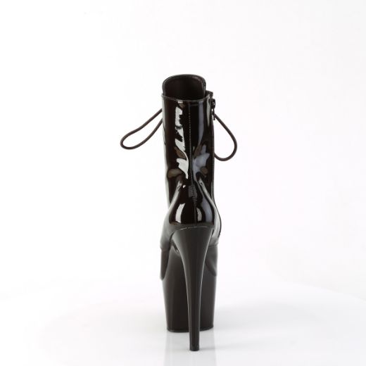 Product image of Pleaser ADORE-1020 Coffee Pat/Coffee 7 Inch Heel 2 3/4 Inch PF Lace-Front Ankle Boot Side Zip