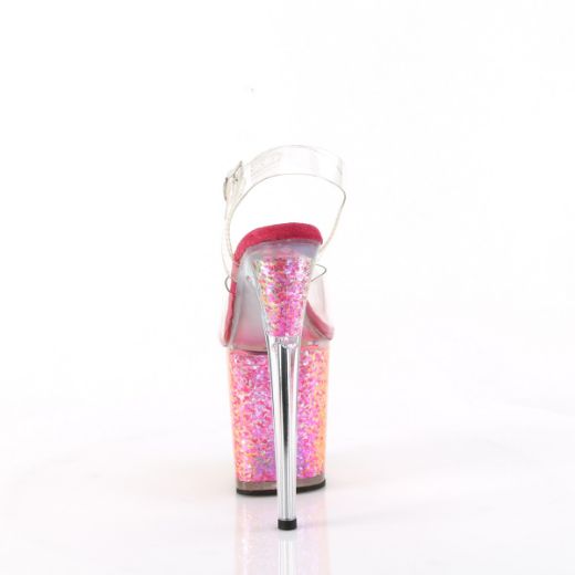 Product image of Pleaser FLAMINGO-808RG-02 Clr/Rainbow Confetti 8 Inch Heel 4 Inch PF Ankle Strap Sandal