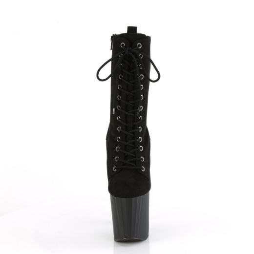 Product image of Pleaser ENCHANT-1040 Blk Faux Suede/Blk Matte 7 1/2 Inch Heel 3 1/2 Inch PF Lace-Up Mid Calf Boot Side Zip