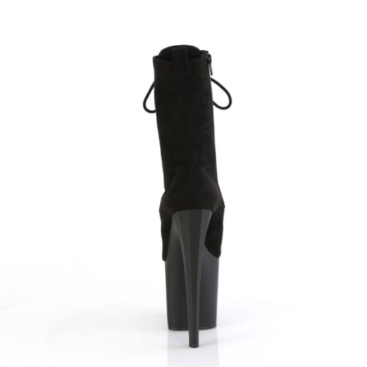 Product image of Pleaser ENCHANT-1040 Blk Faux Suede/Blk Matte 7 1/2 Inch Heel 3 1/2 Inch PF Lace-Up Mid Calf Boot Side Zip