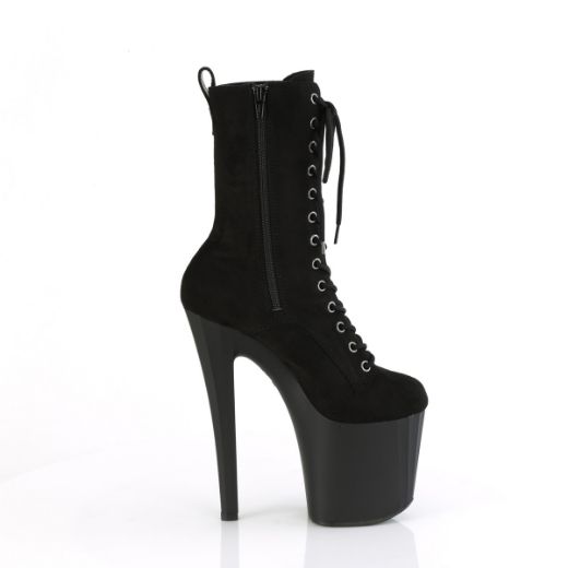 Product image of Pleaser ENCHANT-1040 Blk Faux Suede/Blk Matte 7 1/2 Inch Heel 3 1/2 Inch PF Lace-Up Mid Calf Boot Side Zip