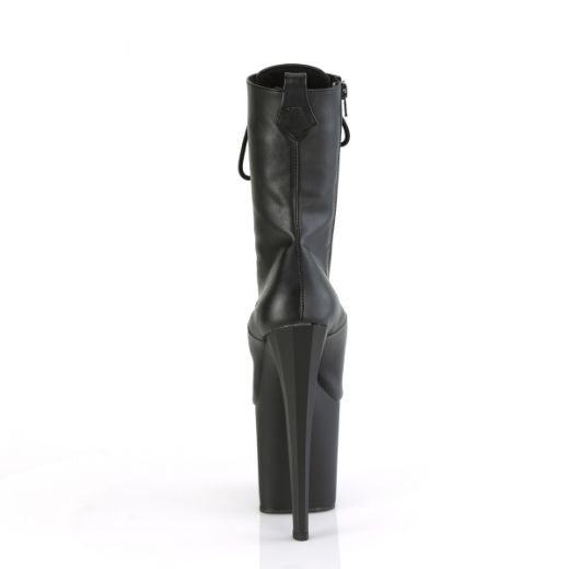 Product image of Pleaser ENCHANT-1040 Blk Faux Leather/Blk Matte 7 1/2 Inch Heel 3 1/2 Inch PF Lace-Up Mid Calf Boot Side Zip