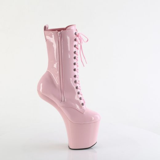 Product image of Pleaser CRAZE-1040 B. Pink Pat/B. Pink 8 Inch Heelless 3 Inch PF Lace-Up Front Ankle Boot Inside Zip