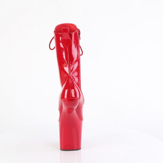 Product image of Pleaser CRAZE-1040 Red Pat/Red 8 Inch Heelless 3 Inch PF Lace-Up Front Ankle Boot Inside Zip
