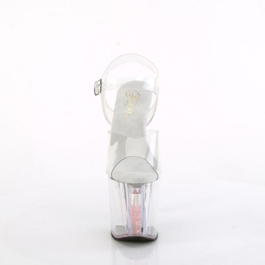 Product image of Pleaser ENCHANT-708AQUA-01 Clr/Clr-B. Pink 7 1/2 Inch Heel 3 1/2 Inch Liquid Infused PF Ankle Strap Sandal