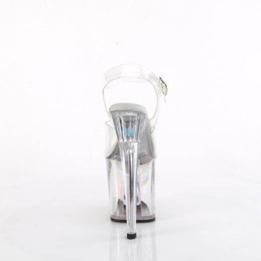 Product image of Pleaser ENCHANT-708AQUA-01 Clr/Clr-B. Pink 7 1/2 Inch Heel 3 1/2 Inch Liquid Infused PF Ankle Strap Sandal