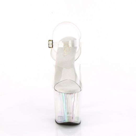 Product image of Pleaser ENCHANT-708HT Clr/Holographic Tinted 8 Inch Heel 3 3/4 Inch PF Ankle Strap Sandal