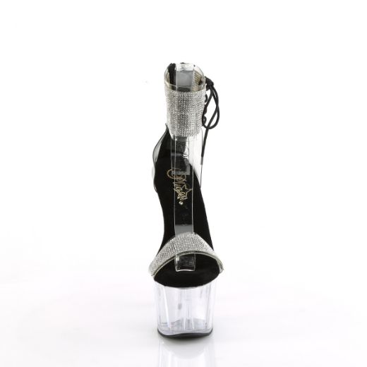 Product image of Pleaser ADORE-727RS Clr-Blk/Clr 7 Inch Heel 2 3/4 Inch PF Ankle Cuff Sandal w/RS Back Zip