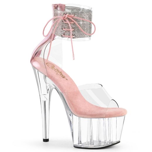 Product image of Pleaser ADORE-724RS Clr-B. Pink/Clr 7 Inch Heel 2 3/4 Inch PF RS Ankle Cuff Sandal Back Zip