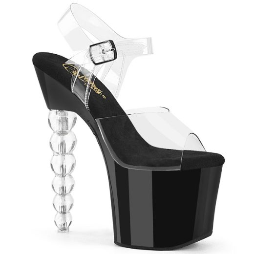 Product image of Pleaser BLISS-708 Clr/Blk-Clr 7 Inch Beaded Heel 3 1/4 Inch PF Ankle Strap Sandal
