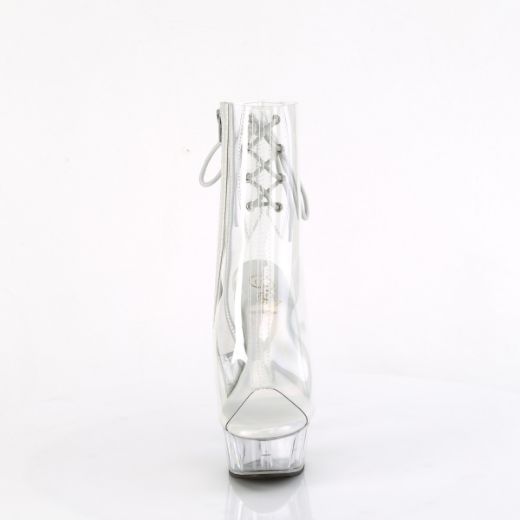 Product image of Pleaser DELIGHT-1018C Clr/Clr 6 Inch Heel 1 3/4 Inch PF Open Toe/Heel Ankle Boot Side Zip