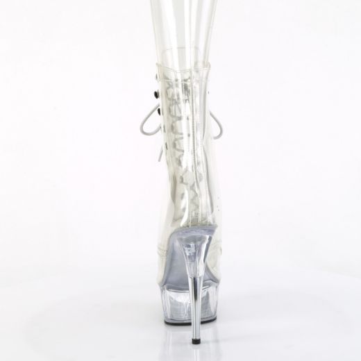 Product image of Pleaser DELIGHT-1021C Clr/Clr 6 Inch Heel 1 3/4 Inch PF Clear Peep Toe Lace-Up Ankle Boot