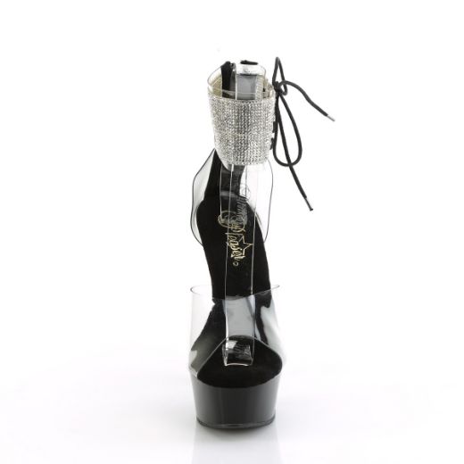 Product image of Pleaser DELIGHT-624RS Clr/Blk 6 Inch Heel 1 3/4 Inch PF RS Ankle Cuff Sandal Back Zip