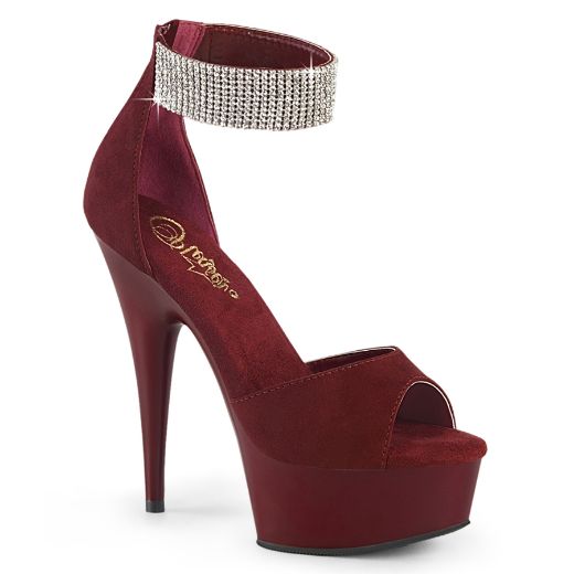 Product image of Pleaser DELIGHT-625 Burgundy Faux Suede/Burgundy Matte 6 Inch Heel 1 3/4 Inch PF Close Back Sandal w/RS Back Zip