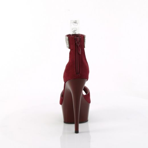 Product image of Pleaser DELIGHT-625 Burgundy Faux Suede/Burgundy Matte 6 Inch Heel 1 3/4 Inch PF Close Back Sandal w/RS Back Zip