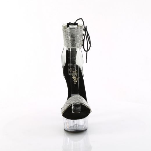 Product image of Pleaser DELIGHT-627RS Clr-Blk/Clr 6 Inch Heel 1 3/4 Inch PF Ankle Cuff Sandal w/RS Back Zip