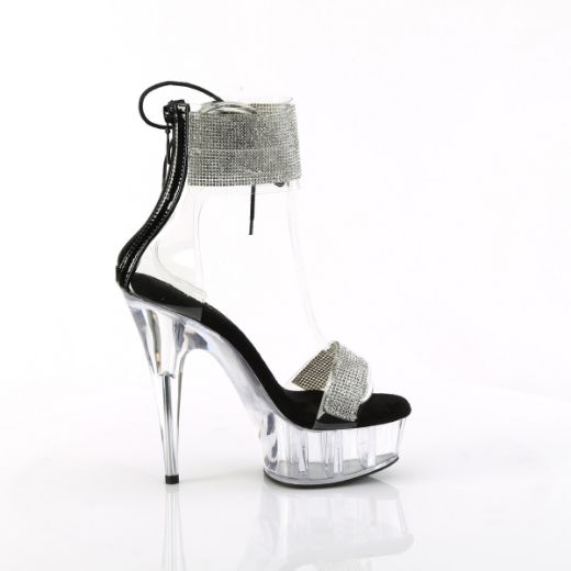 Product image of Pleaser DELIGHT-627RS Clr-Blk/Clr 6 Inch Heel 1 3/4 Inch PF Ankle Cuff Sandal w/RS Back Zip