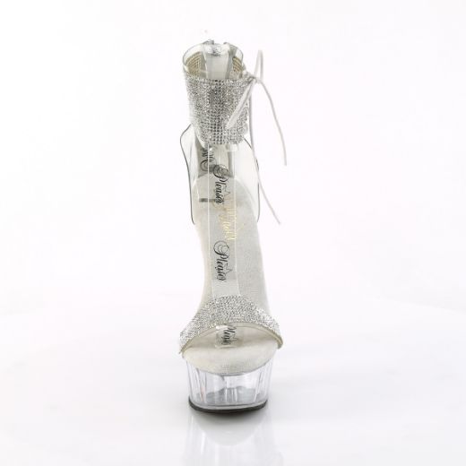 Product image of Pleaser DELIGHT-627RS Clr-Slv/Clr 6 Inch Heel 1 3/4 Inch PF Ankle Cuff Sandal w/RS Back Zip