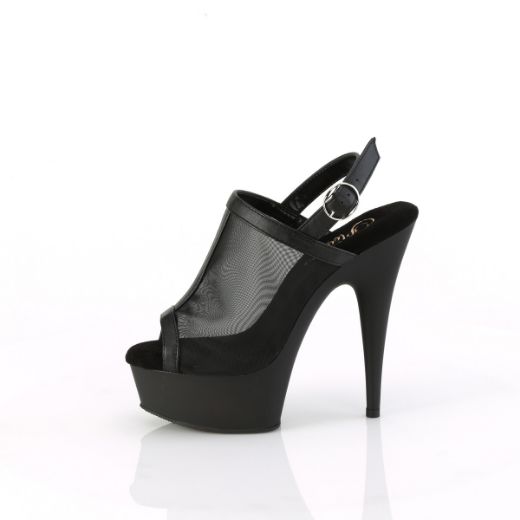 Product image of Pleaser DELIGHT-636 Blk Faux Le-Mesh/Blk Matte 6 Inch Heel 1 3/4 Inch PF Mesh Sling Back Sandal