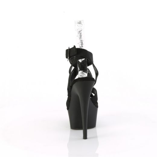 Product image of Pleaser DELIGHT-638 Blk Elastic Band/Blk Matte 6 Inch Heel 1 3/4 Inch PF Criss Cross Ankle Strap Sandal