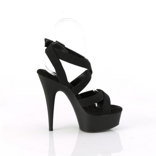 Product image of Pleaser DELIGHT-638 Blk Elastic Band/Blk Matte 6 Inch Heel 1 3/4 Inch PF Criss Cross Ankle Strap Sandal