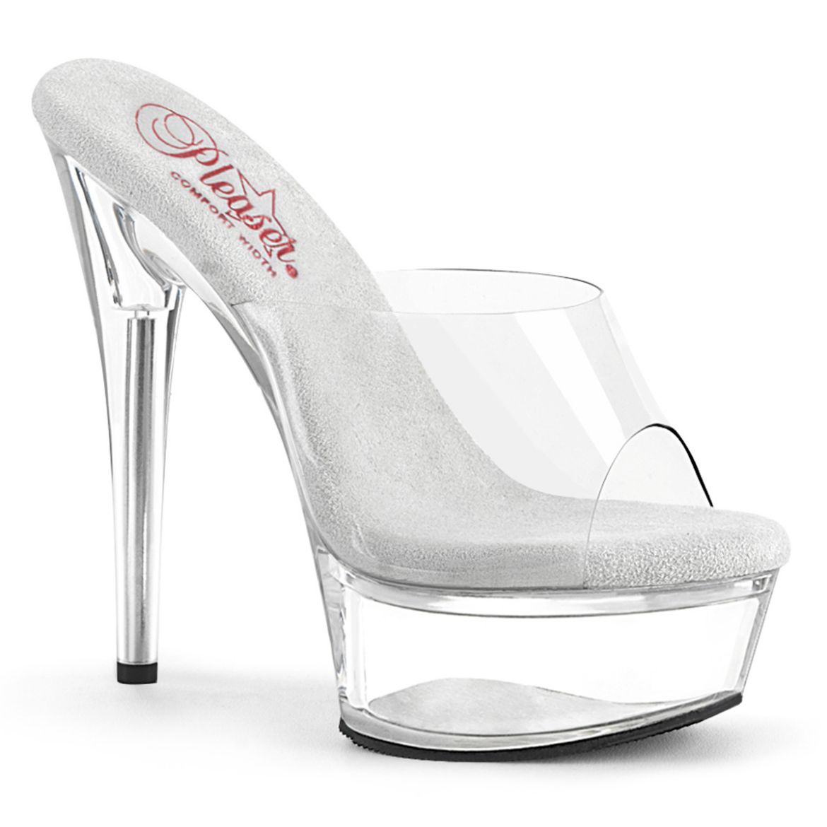 Product image of Pleaser EXCITE-601 Clr/Clr 6 Inch Heel 1 3/4 Inch PF Comfort Width Slide