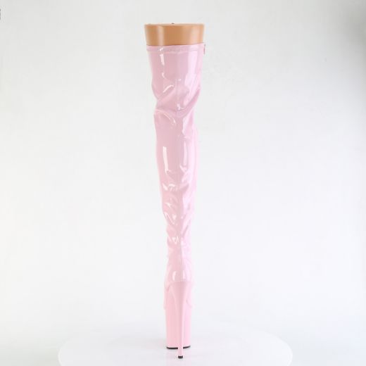 Product image of Pleaser FLAMINGO-3000 B. Pink Str Pat/B. Pink 8 Inch Heel 4 Inch PF Stretch Thigh Boot Side Zip
