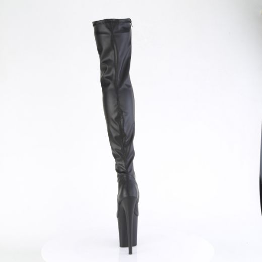 Product image of Pleaser FLAMINGO-3000 Blk Faux Leather/Blk Matte 8 Inch Heel 4 Inch PF Stretch Thigh Boot Side Zip
