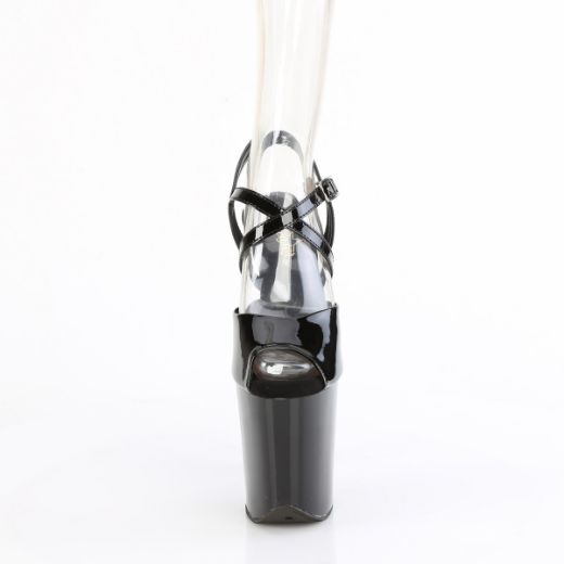 Product image of Pleaser FLAMINGO-824 Blk Pat/Blk 8 Inch Heel 4 Inch PF Criss Cross Ankle Strap Sandal