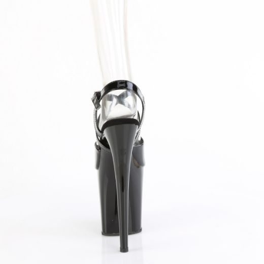 Product image of Pleaser FLAMINGO-824 Blk Pat/Blk 8 Inch Heel 4 Inch PF Criss Cross Ankle Strap Sandal