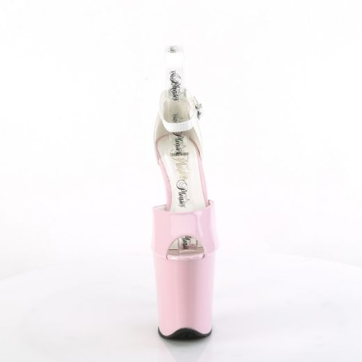 Product image of Pleaser FLAMINGO-868 B. Pink -Wht Pat/B. Pink-Wht 8 Inch Heel 4 Inch PF Close Back Ankle Strap Sandal