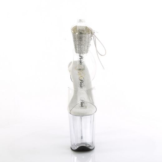 Product image of Pleaser FLAMINGO-891-2RS Clr/Clr 8 Inch Heel 4 Inch PF Rhinestoned Ankle Cuff Sandal