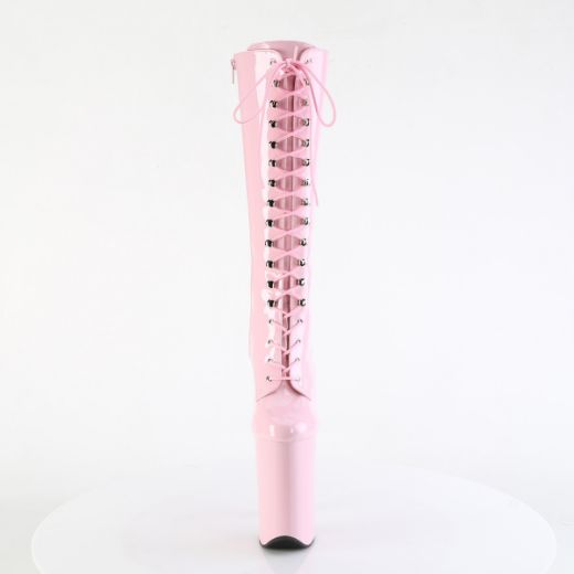 Product image of Pleaser INFINITY-2020 B. Pink Pat/B. Pink 9 Inch Heel 5 1/4 Inch PF Lace Up Knee High Boot Side Zip
