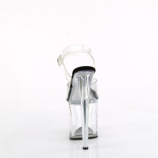 Product image of Pleaser NAUGHTY-808 Clr-Blk/Clr 8 Inch Heel 4 Inch PF Comfort Width Ankle Strap Sandal