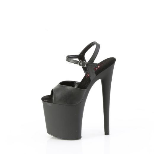Product image of Pleaser NAUGHTY-809 Blk Faux Leather/Blk Matte 8 Inch Heel 4 Inch PF Comfort Width Ankle Strap Sandal
