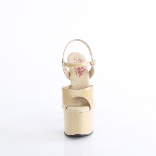 Product image of Pleaser PASSION-709 Cream Pat/Cream 7 Inch Heel 2 3/4 Inch PF Comfort Width Ankle Strap Sandal