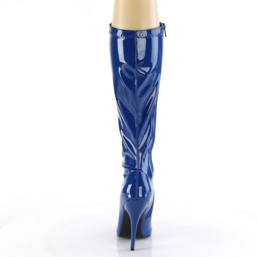 Product image of Pleaser SEDUCE-2000 Navy Blue Str Pat 5 Inch Plain Stretch Knee Boot Side Zip