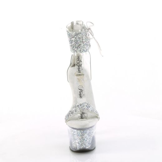 Product image of Pleaser SKY-327RSI Slv Multi RS-Slv/Slv RS 7 Inch Heel 2 3/4 Inch PF Ankle Cuff Sandal w/RS Back Zip