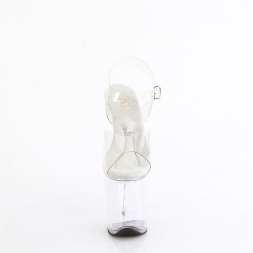 Product image of Pleaser TREASURE-808FLA Clr/Clr 8 Inch Heel 4 Inch PF Ankle Strap Sandal w/Accessible Compartment