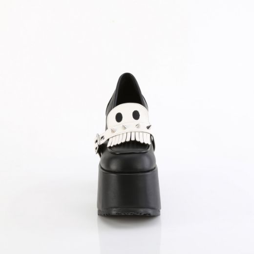 Product image of Demonia CAMEL-58 Blk Vegan Leather 5 Inch Chunky Heel 3 Inch Platform Oxford Shoe