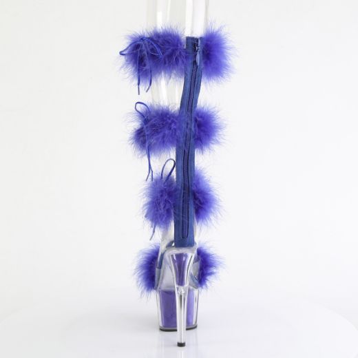Product image of Pleaser ADORE-728F Clr-Royal Blue Fur/M 7 Inch Heel 2 3/4 Inch PF Marabou Fur Sandal Back Zip
