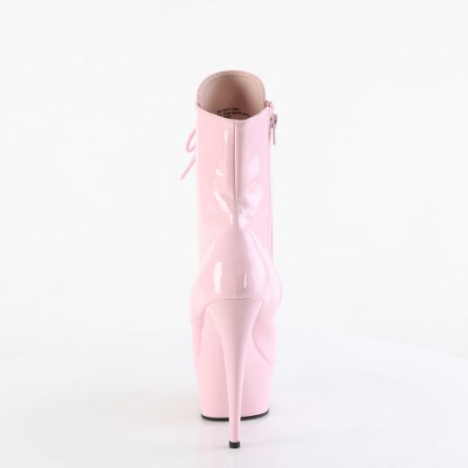 Product image of Pleaser DELIGHT-1020 B. Pink Pat/B. Pink 6 Inch Heel 1 3/4 Inch PF Lace-Up Front Ankle Boot Side Zip