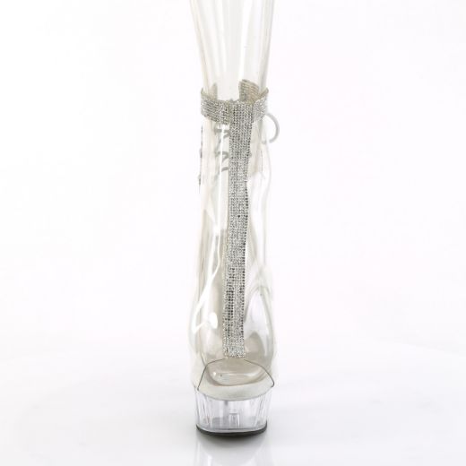 Product image of Pleaser DELIGHT-1018C-2RS Clr-RS/Clr 6 Inch Heel 1 3/4 Inch PF Open Toe/Heel Ankle Boot Side Zip